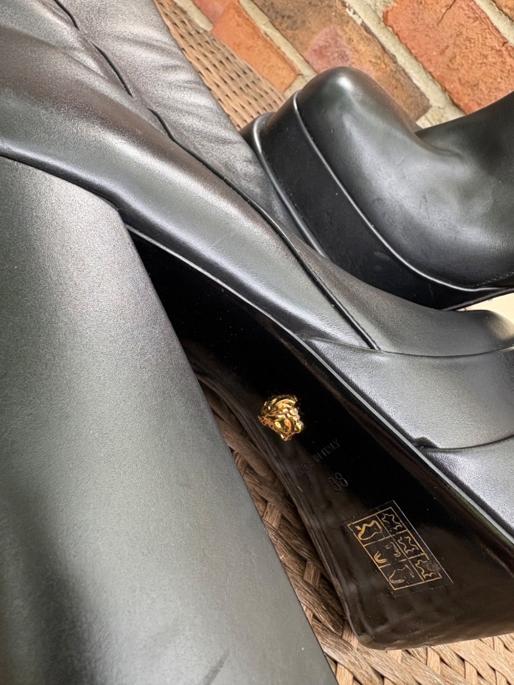 VERSACE LEATHER ANKLE BOOTS - Picture 10 of 16